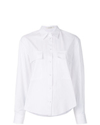Белая блуза на пуговицах в вертикальную полоску от Cédric Charlier