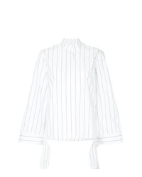 Белая блуза на пуговицах в вертикальную полоску от Dion Lee