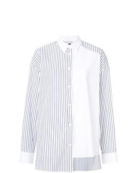 Белая блуза на пуговицах в вертикальную полоску от Juun.J