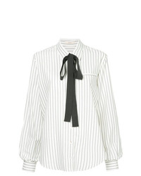 Белая блуза на пуговицах в вертикальную полоску от Matin