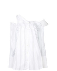 Белая блуза на пуговицах в вертикальную полоску от Monographie