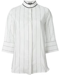 Белая блуза на пуговицах в вертикальную полоску от Salvatore Ferragamo