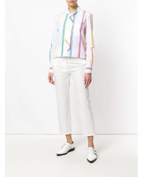 Белая блуза на пуговицах в вертикальную полоску от Thom Browne