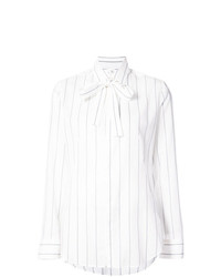Белая блуза на пуговицах в вертикальную полоску от Y's