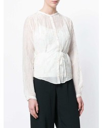 Белая блуза на пуговицах с вышивкой от Forte Forte
