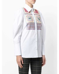 Белая блуза на пуговицах с вышивкой от Miahatami
