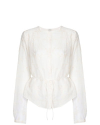 Белая блуза на пуговицах с вышивкой от Forte Forte