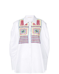 Белая блуза на пуговицах с вышивкой от Miahatami