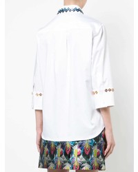 Белая блуза на пуговицах с вышивкой от Mary Katrantzou
