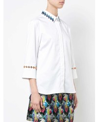 Белая блуза на пуговицах с вышивкой от Mary Katrantzou