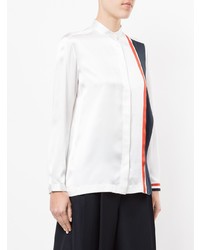 Белая блуза на пуговицах с принтом от Thom Browne