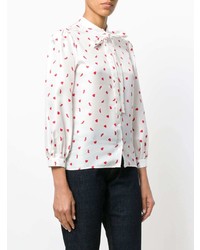 Белая блуза на пуговицах с принтом от Vivetta
