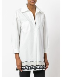 Белая блуза на пуговицах с принтом от Rossella Jardini