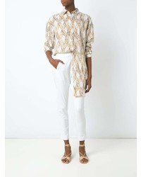 Белая блуза на пуговицах с принтом от Andrea Marques