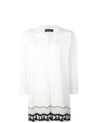 Белая блуза на пуговицах с принтом от Rossella Jardini