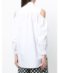 Белая блуза на пуговицах с украшением от Rossella Jardini