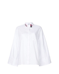 Белая блуза на пуговицах с украшением от Dondup