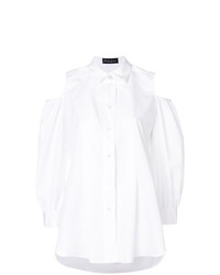 Белая блуза на пуговицах с украшением от Rossella Jardini