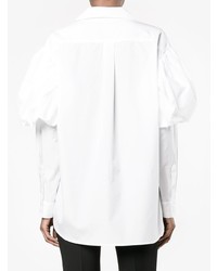 Белая блуза на пуговицах с цветочным принтом от Simone Rocha