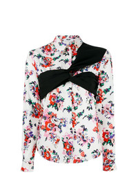 Белая блуза на пуговицах с цветочным принтом от MSGM
