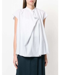 Белая блуза с коротким рукавом в вертикальную полоску от Lemaire