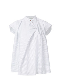 Белая блуза с коротким рукавом в вертикальную полоску от Lemaire