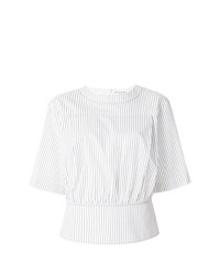 Белая блуза с коротким рукавом в вертикальную полоску от Sonia Rykiel