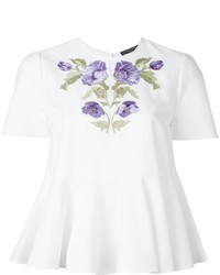 Белая блуза с коротким рукавом с вышивкой от Alexander McQueen