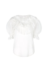 Белая блуза с коротким рукавом с вышивкой от Chloé