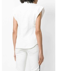 Белая блуза с коротким рукавом с вышивкой от Chloé