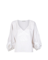 Белая блуза с коротким рукавом с вышивкой от Martha Medeiros