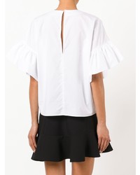 Белая блуза с коротким рукавом с вышивкой от Vivetta