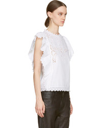 Белая блуза с коротким рукавом с люверсами от Etoile Isabel Marant