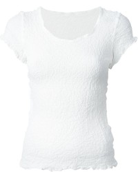 Белая блуза с коротким рукавом с рельефным рисунком от Issey Miyake