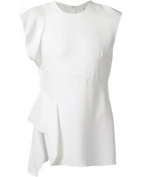 Белая блуза с коротким рукавом с рюшами от 3.1 Phillip Lim