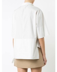 Белая блуза с коротким рукавом с рюшами от Marni
