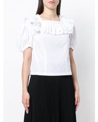Белая блуза с коротким рукавом с рюшами от Comme Des Garcons Comme Des Garcons