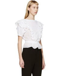 Белая блуза с коротким рукавом с рюшами от Etoile Isabel Marant