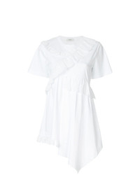 Белая блуза с коротким рукавом с рюшами от Goen.J