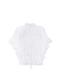 Белая блуза с коротким рукавом с рюшами от Johanna Ortiz