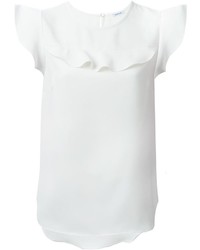 Белая блуза с коротким рукавом с рюшами от P.A.R.O.S.H.