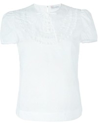 Белая блуза с коротким рукавом с рюшами от RED Valentino
