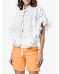 Белая блуза с коротким рукавом с рюшами от Johanna Ortiz