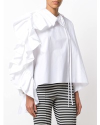 Белая блуза с коротким рукавом с рюшами от DELPOZO
