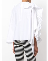 Белая блуза с коротким рукавом с рюшами от DELPOZO