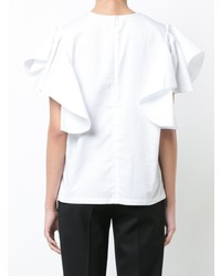 Белая блуза с коротким рукавом с рюшами от Co