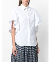 Белая блуза с коротким рукавом с рюшами от Mantu