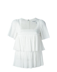 Белая блуза с коротким рукавом с рюшами от Sonia Rykiel