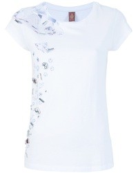 Белая блуза с коротким рукавом с украшением от Dondup