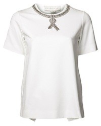 Белая блуза с коротким рукавом с украшением от Stella McCartney